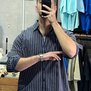 پیراهن لینن راه راه